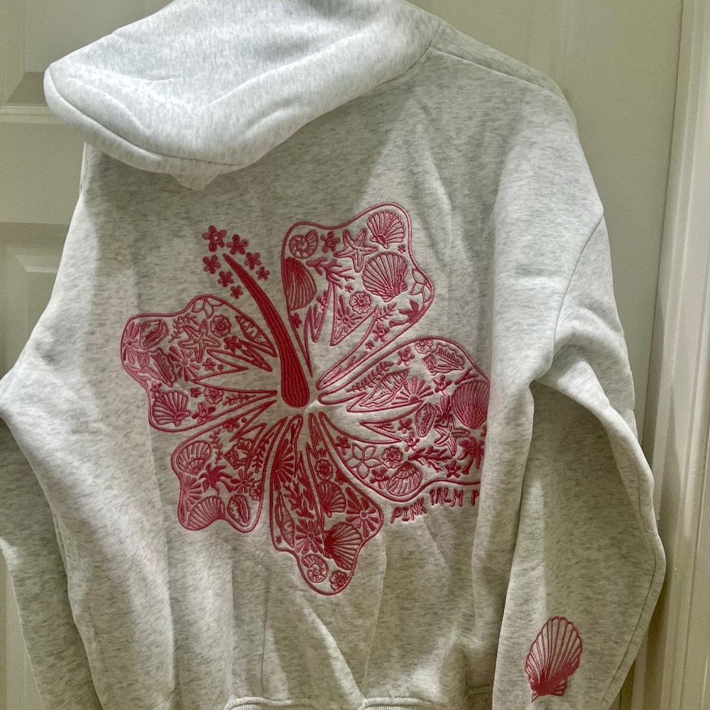 Pink Palm Puff hibiscus hoodie